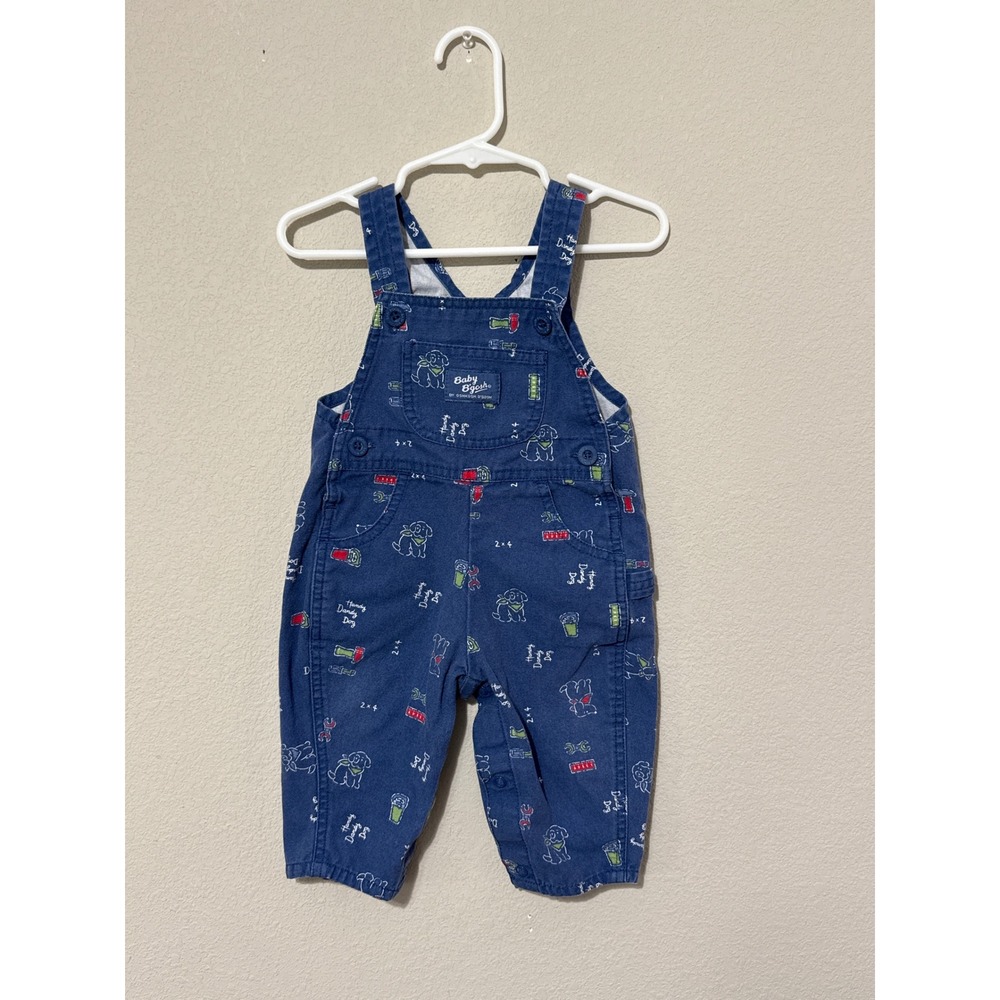 Baby B'gosh Overalls Baby 6-9M‎ Blue Handy Dandy Dog Tool Print Vintage Cotton
